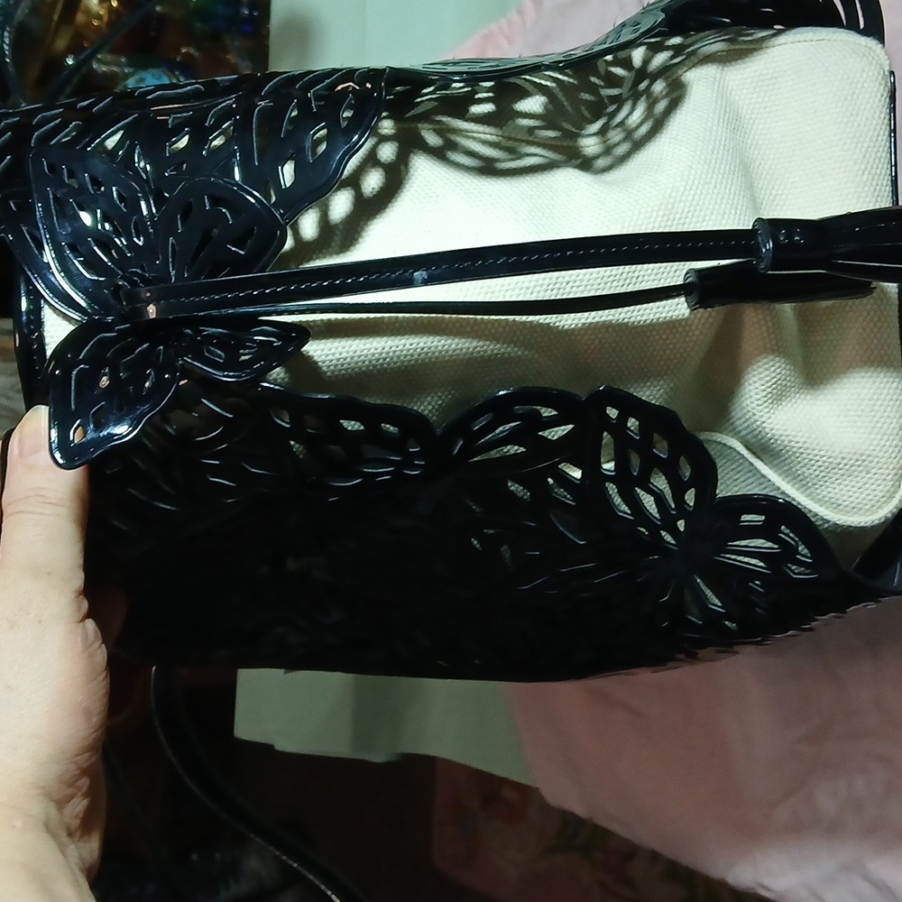 🦋 Sophia Webster Liara Black Patent Leather 3D Butterfly Tote Large Rare ✨ - Picture 12 of 15